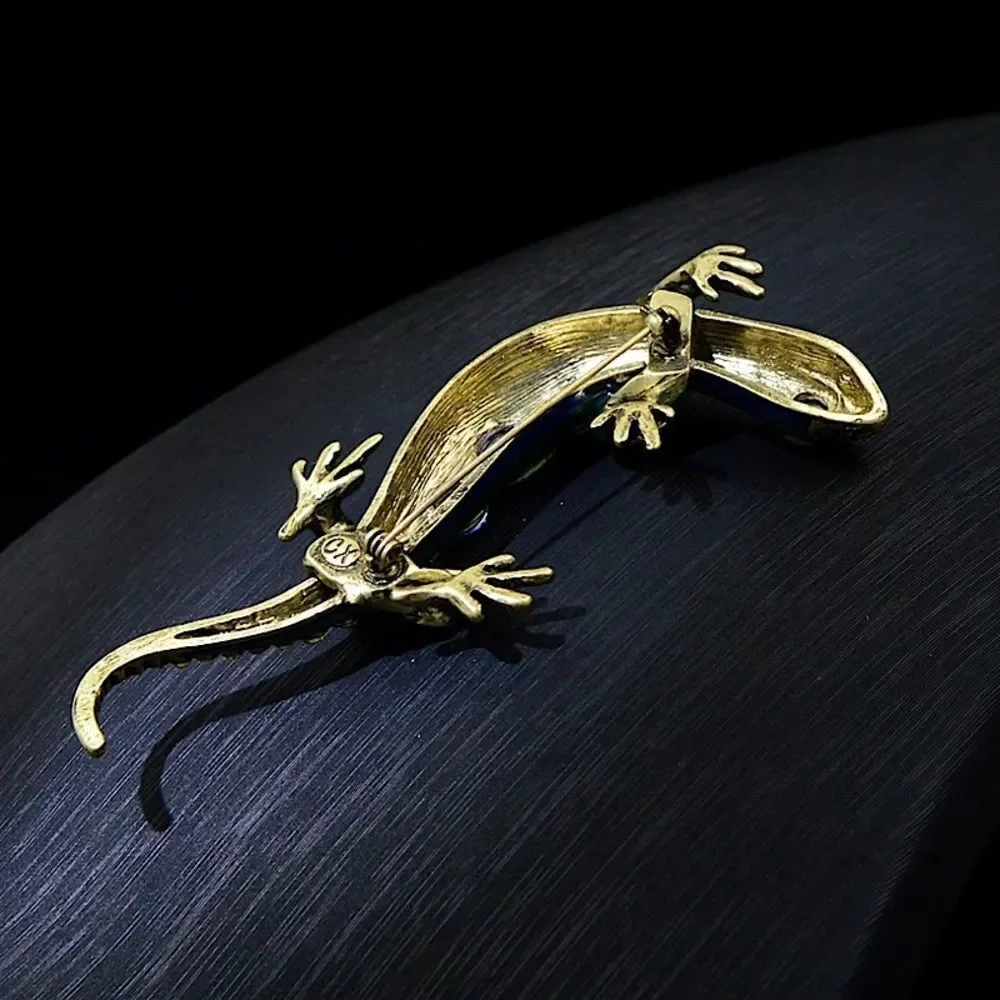 💎245💎 SPECTACULAR BIG CHAMELEON LIZARD‎ CRYSTAL BROOCH PIN